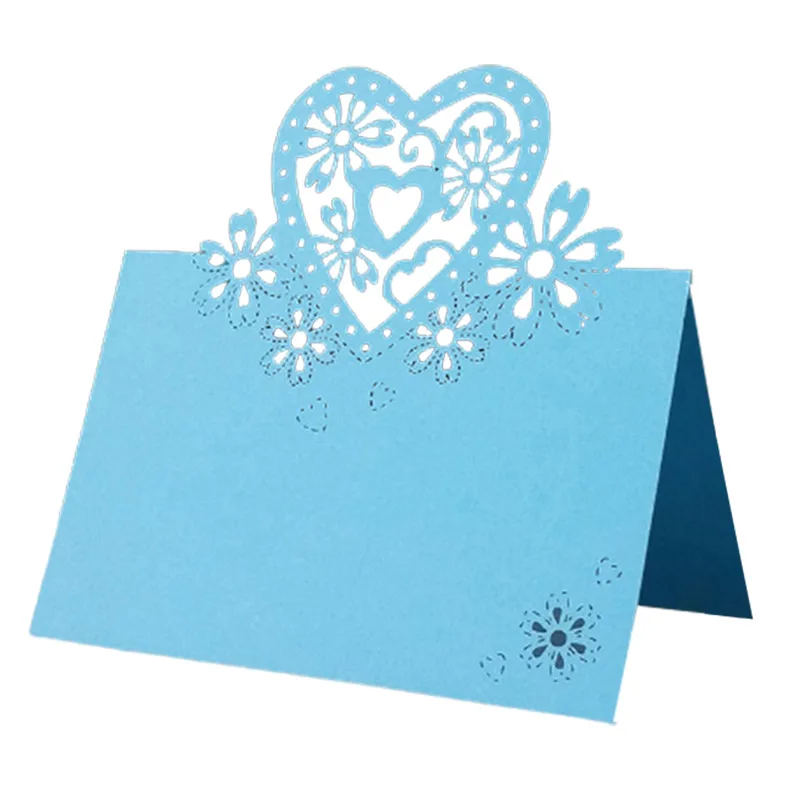 50 قطعة زهرة القلب الحب قطع الليزر الجدول اسم مكان بطاقات الدانتيل اسم إعداد الرسائل بطاقة الزفاف حفلة عيد ميلاد لصالح الديكور #5