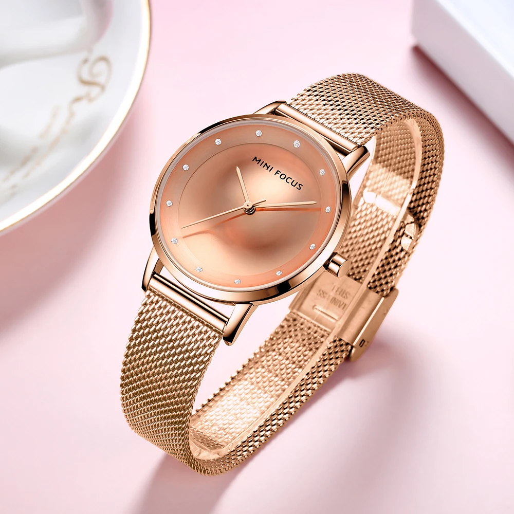 MINI FOCUS Women Watches 2020 Luxury Top Brand Waterproof Quartz Watch Ladies Woman Blue Stainless Steel Mesh Strap Wristwatch