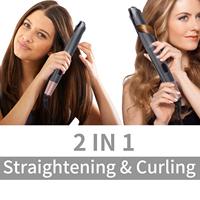 2 in 1 Pro Gold Titanium Flat Iron Twist Hair Curler & Straightener Irons Anti-Frizz For Hair Straightening Curling Styling Tool