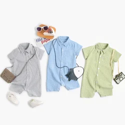 Sanlutoz Todder Boys Rompers Summer Short Sleeve Plaid Baby Boys Clothing Outfits Casual