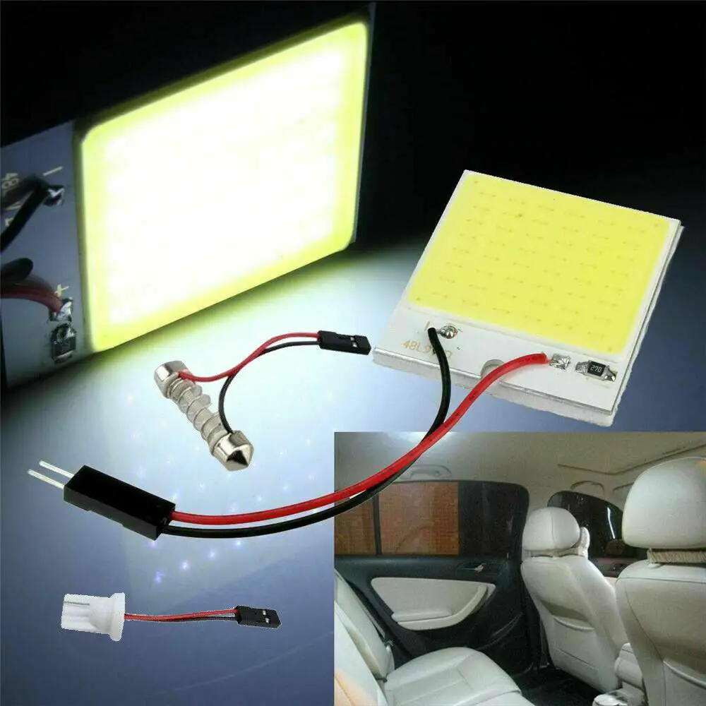 

1pc 48 SMD COB LED T10 4W White Light Car Interior Dome Lamp Auto Light Bulb 12V Panel Reading Lamp Interior Lighting