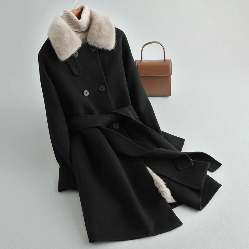 

Winter Real Coat Women Clothes 2020 Natural Rex Rabbit Liner Mink Fur Collar Womens Jackets and Coats KQN52775 KJ3585