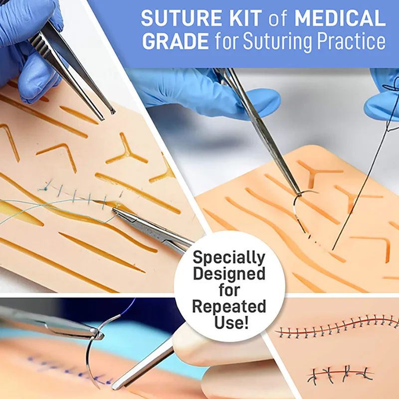 17pcs surgical Skin suture Simulated training kit Needle Scissors Tool Operate Suture Practice Dental Teaching Model
