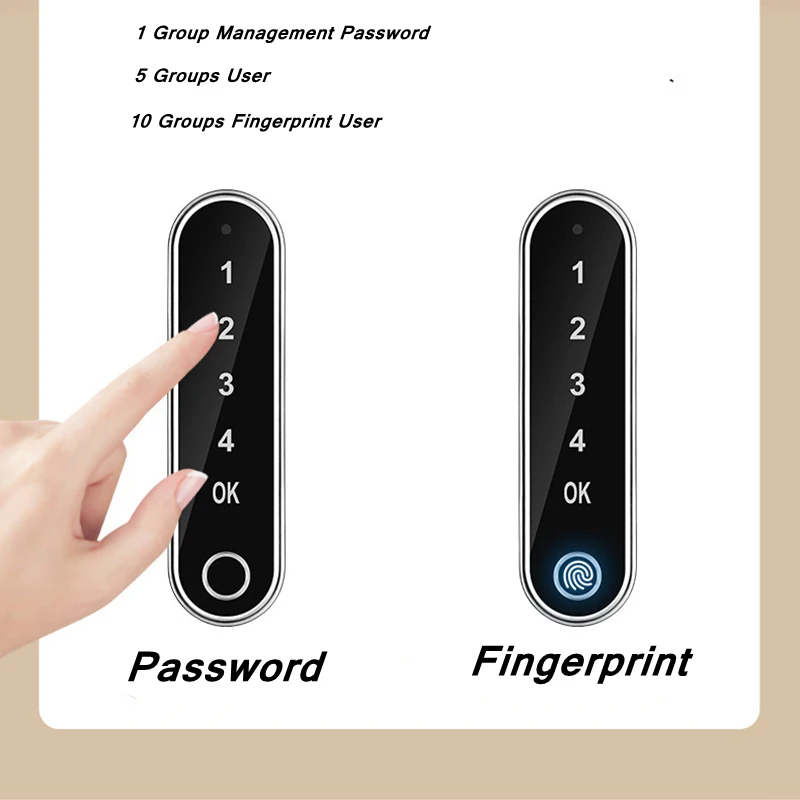 Fingerprint Smart Cabinet Lock Password Drawer Office File Smart Lock Digits Electronic Smart Door Lock AA Battery USB Backup