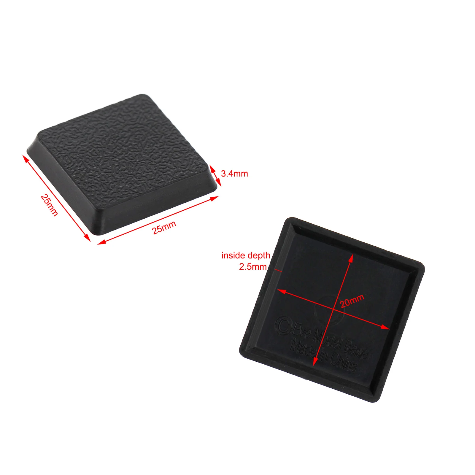 Evemodel 25mm Square Model Bases for Wargames Table Games Plastic Black MB1025