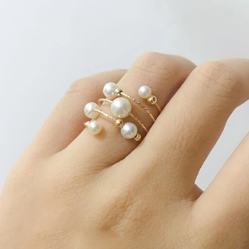 

Natural Pearl Rings 14K Gold Filled Baroque Knuckle Ring Mujer Boho Bague Femme Handmade Minimalism Jewelry Rings for Women