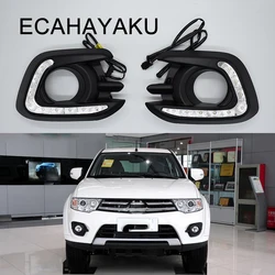 Led Daytime Running Light For Mitsubishi Pajero Sport 2013 2014 2015 Car Drl With Yellow Turn Signal Fog Driving Lamp