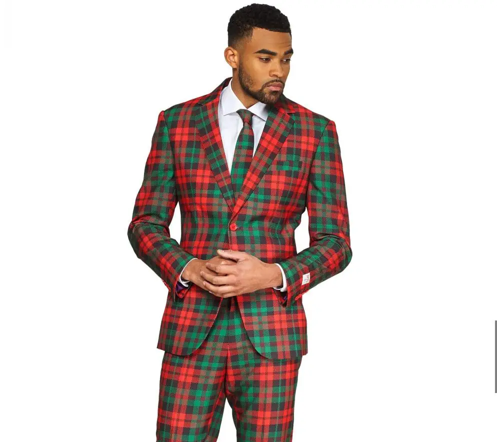 Plaid Mens Suits 2 Piece Peaky Blinder Classic Slim Fit Costume Vintage Suit Jacket Pants Customize African Wedding Tuxedos