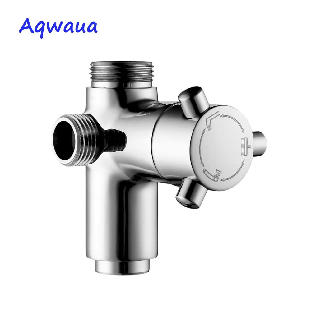 Aqwaua Shower Accessories Shower Diverter 3 Way Shower Arm Diverter 3 Function Shower Mixer Brass Body Chrome  for Bathroom