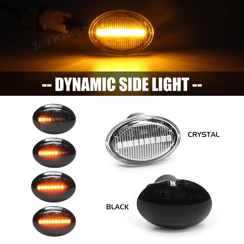 2Pcs Dynamic LED Turn Signal Side Marker FIAT 500 500C 500L Fender Flashing Light For Abarth 500 595 695 Lancia Lybra