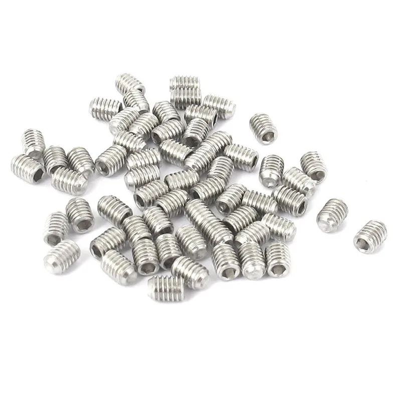 M3x4mm Stainless Steel Hex Socket Set Cap Point Grub Screws 50pcs