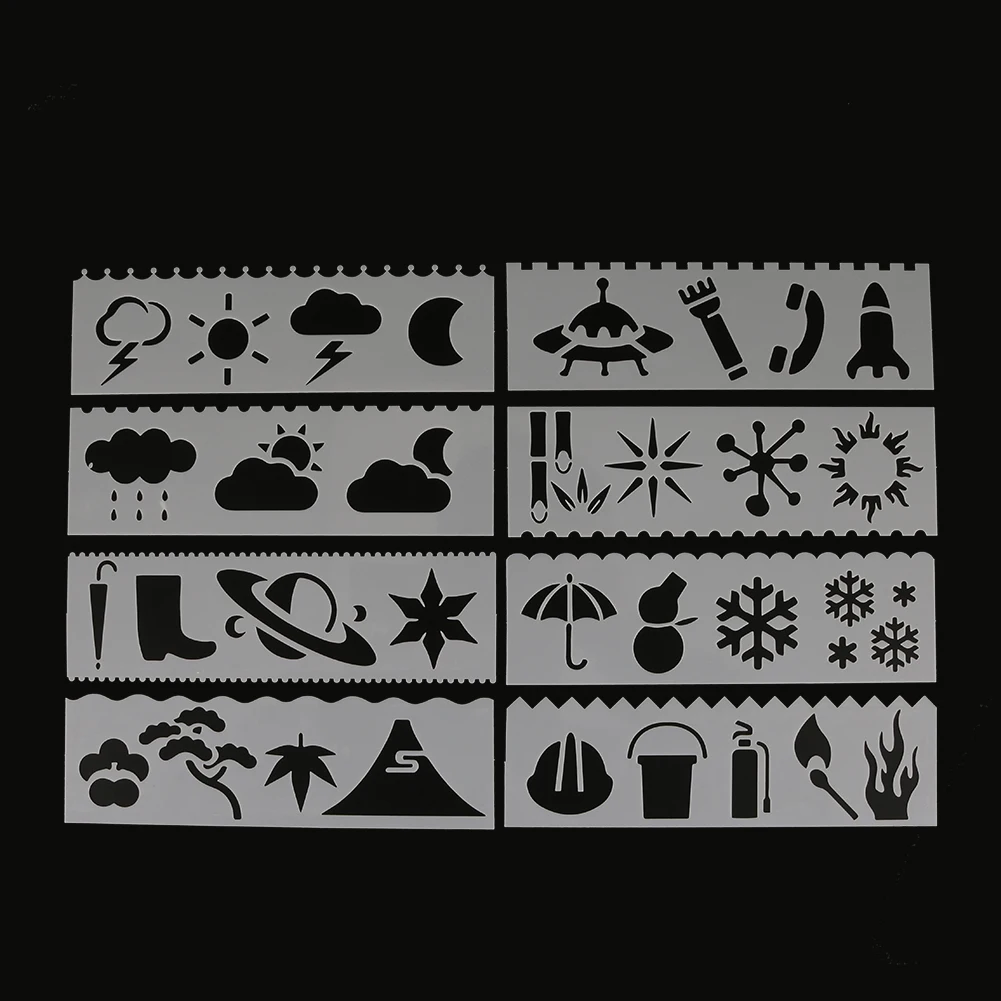 8Pcs Weather Shaped Painting Template DIY Craft Layering Stencils Painting Scrapbooking Stamping Embossing Album Paper Template