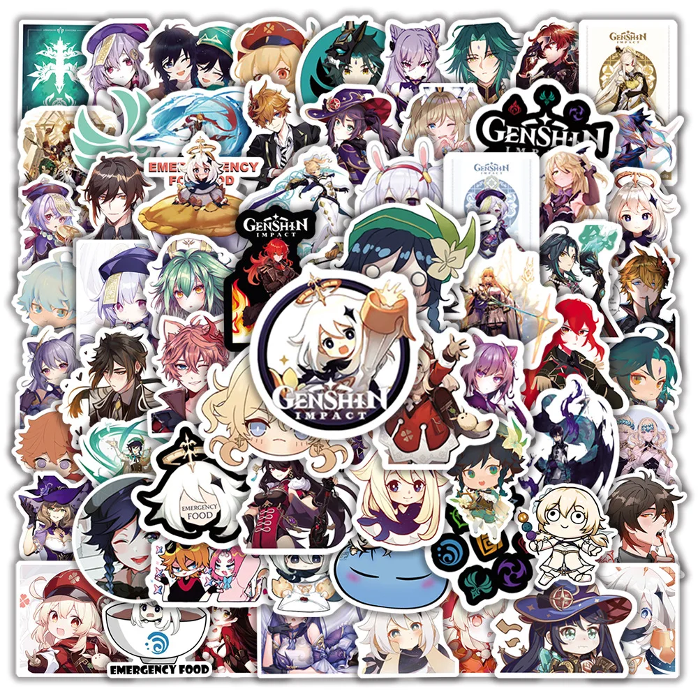 

10/30/50/100 PCS Anime Game Genshin Impact Stickers Graffiti Cartoon Decals Car Bike Guitar Phone Laptop Cute Sticker for Kids