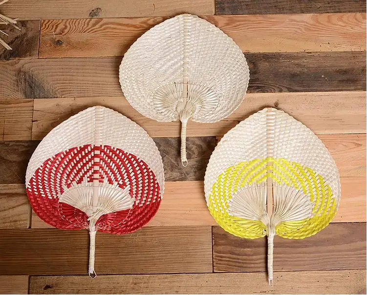 50pcs Palm Leaves Fans Handmade Wicker Multicolor Palm Fan Traditional Chinese Craft Home Decoration SN2044