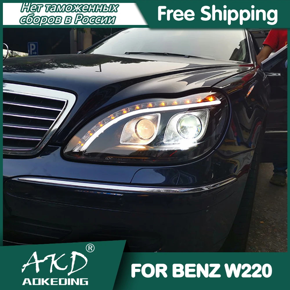 

For BENZ W220 Headlights 1999-2005 DRL Day Running Light LED Bi Xenon Bulb Fog Lights Car Accessory S320 S350 S500 Head Lamp