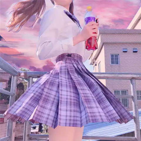 Purple Grape Soda School Skirt for Girls NOWCOS