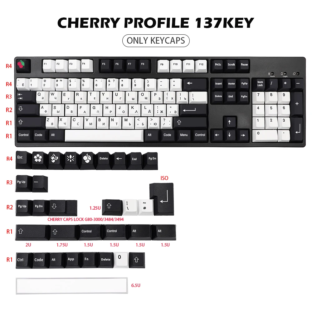 メカニカルキーボード用キーキャップ,GMK-KEY,白黒,pbt,キーボード用