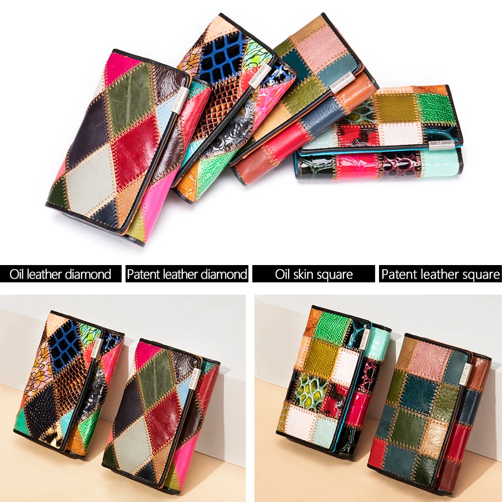 WESTAL Coin Wallet Women Female Leather Small Purse Checkbook Holder Woman Wallet Cash and Card Colorful Wallets for Women 517