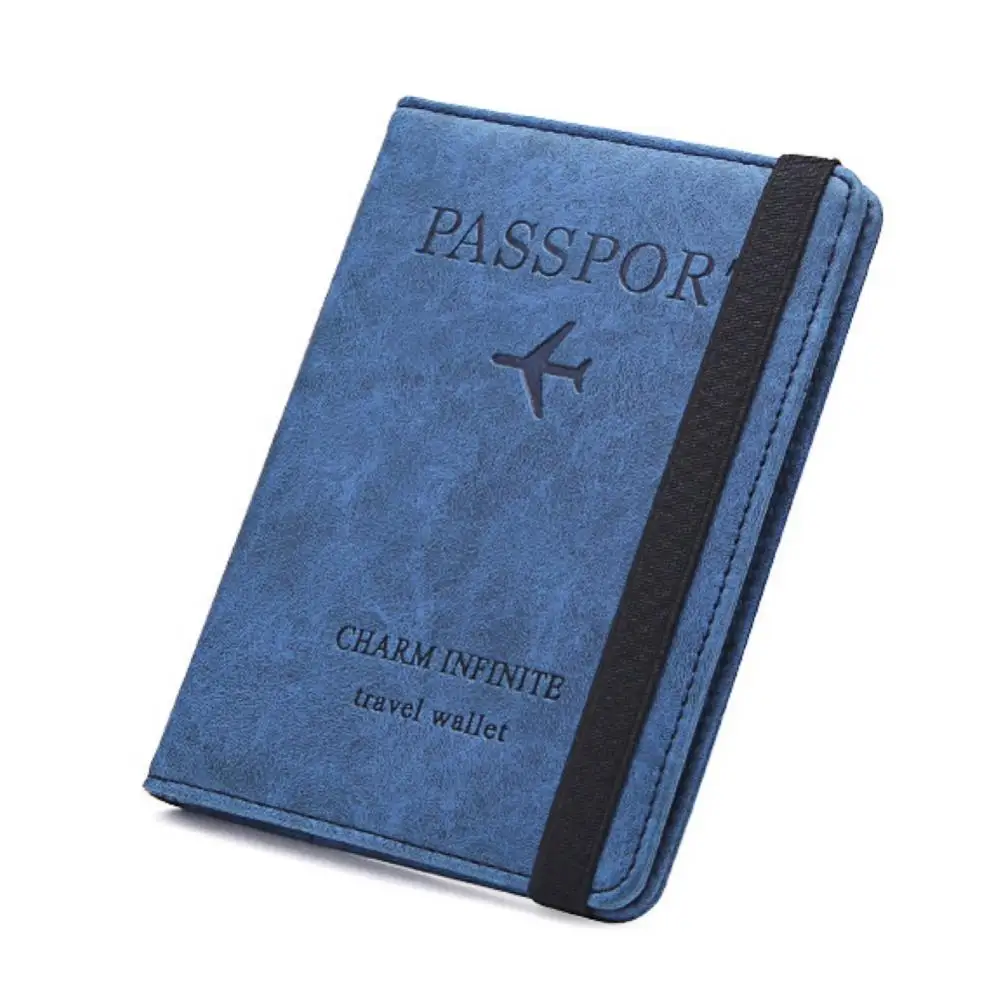 Portable Multifunctional Storage Case Faux Leather RFID Business Passport Air Ticket Bank ID Card Holder Cover Case