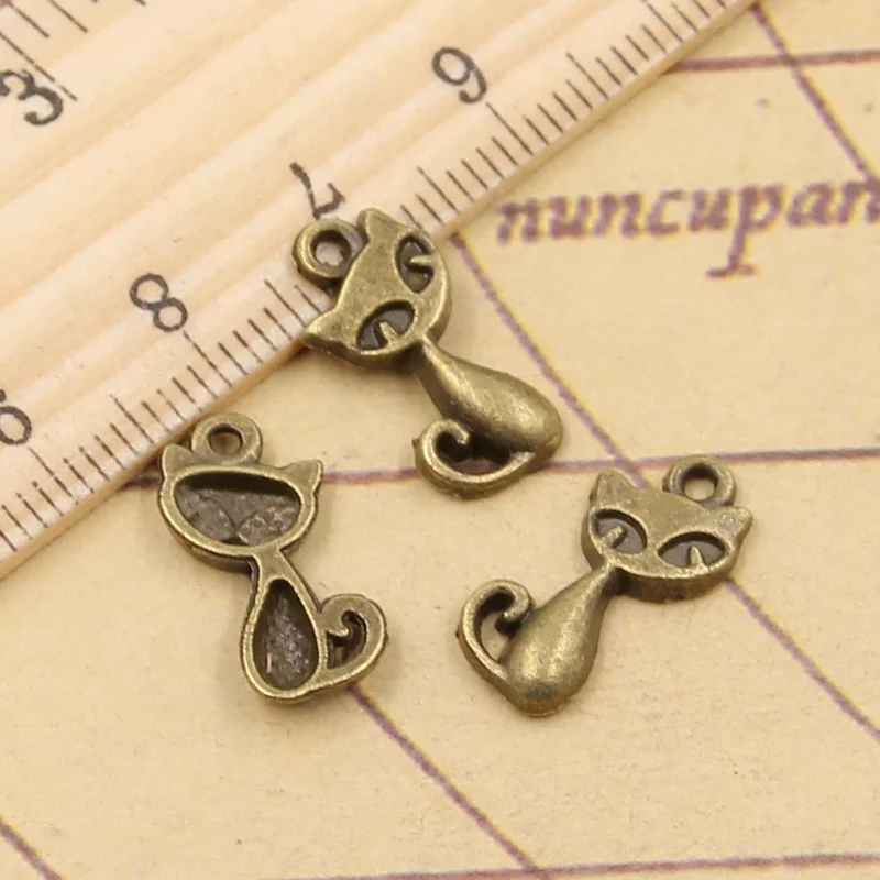 30pcs Charms Cat Fox 17x9mm Tibetan Bronze Silver Color Pendants Antique Jewelry Making DIY Handmade Craft