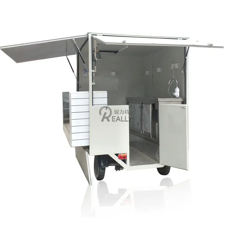 Carrito de comida para exteriores, carrito de comida móvil de gasolina Piaggio Ape, camión de café móvil, triciclo de venta de comida rápida con elevación