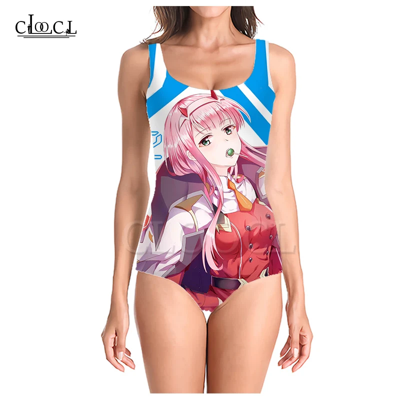 CLOOCL Anime Darling In The Franxx Zero Two 3D Print Girls One-piece Swimsuit Bathing Suit Sleeveless Slim Sexy Women Swimwear