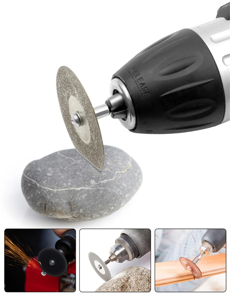 40/50/60Mm Roda Gerinda Berlian Pemotong Logam Cakram Potongan Aksesoris Dremel untuk Alat Putar Dremel dengan 1 Poros Punjung