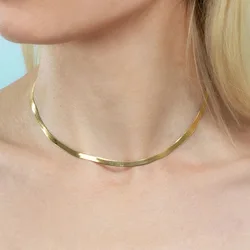 Kpop Women's Neck Chain Gold Choker Necklaces Snake Chain On The Neck Minimalist Pendant Jewelry 2021 Chocker Collar For Girl