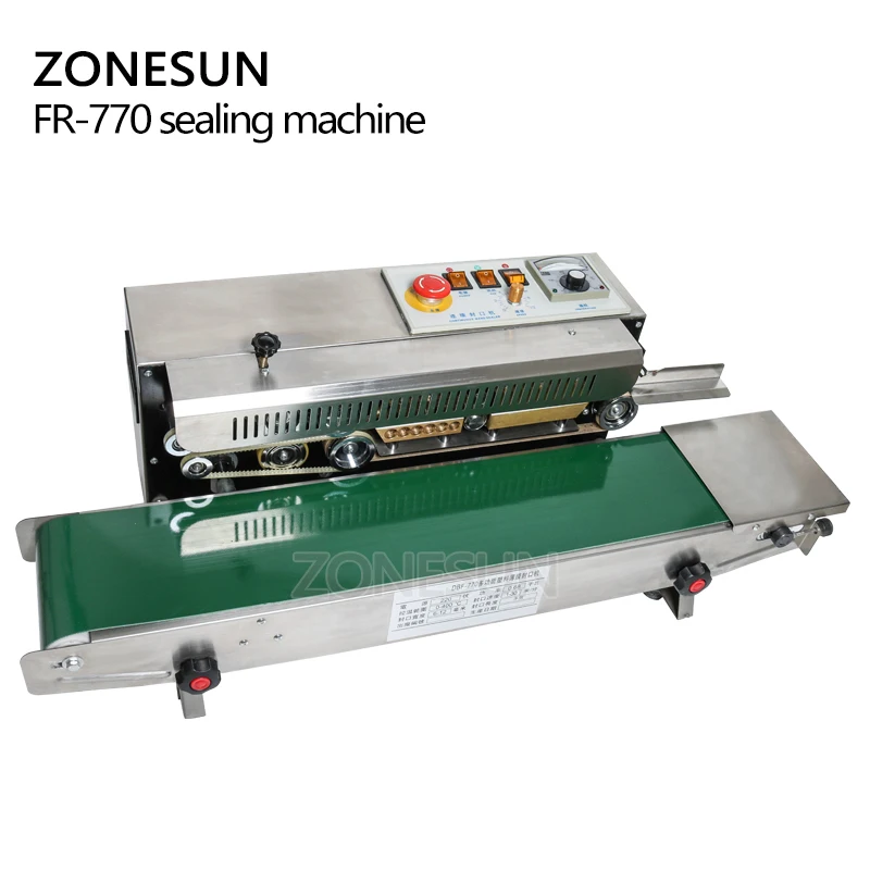 ZONESUN 770 Sealing Machine Plastic Bag Soild Ink Continuous Band Sealer Sealing Machine