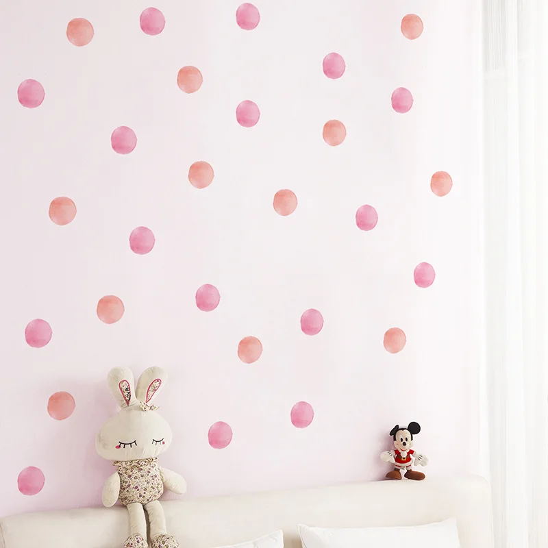 12Pcs/Set Pink Dots Wall Stickers Bedroom Kids Room Decoration Mural Home Decor Art Decals Removable Nursery Stickers Wallpaper