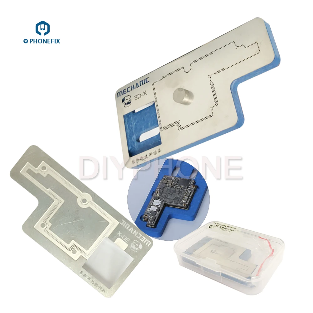 قالب استنسل ميكانيكي ثلاثي الأبعاد BGA Reballing A12 CPU PCB Groove BGA Reballing ، قالب استنسل لإصلاح اللوحة الأم iPhone X