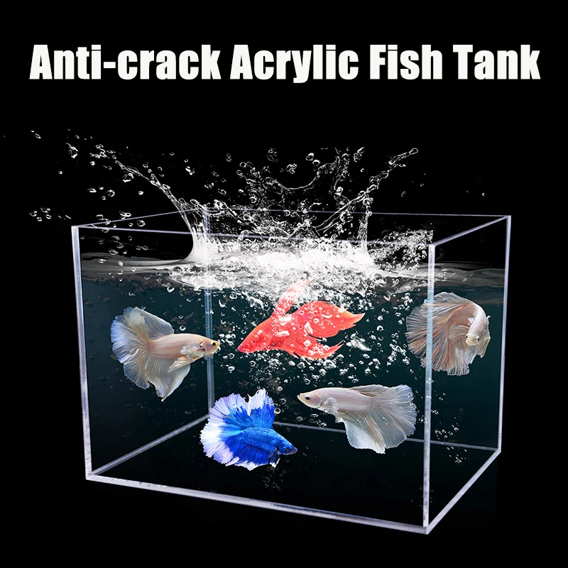 Shatterproof Aquarium Tank Acrylic Transparent Betta Fish Tank Desktop Small Aquatic Plants Tank Reptiles Tank Accessories