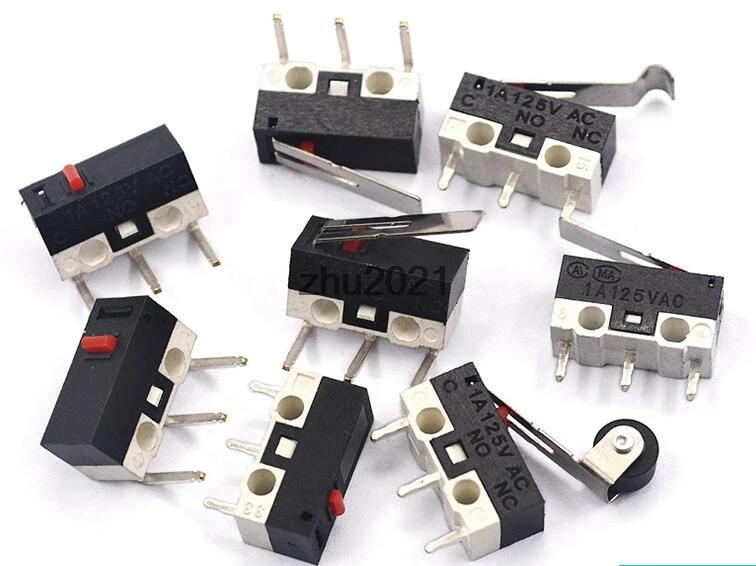 10Pcs SPDT 1NO 1NC Snap Action Micro Limit Switch Roller Arm Subminiature