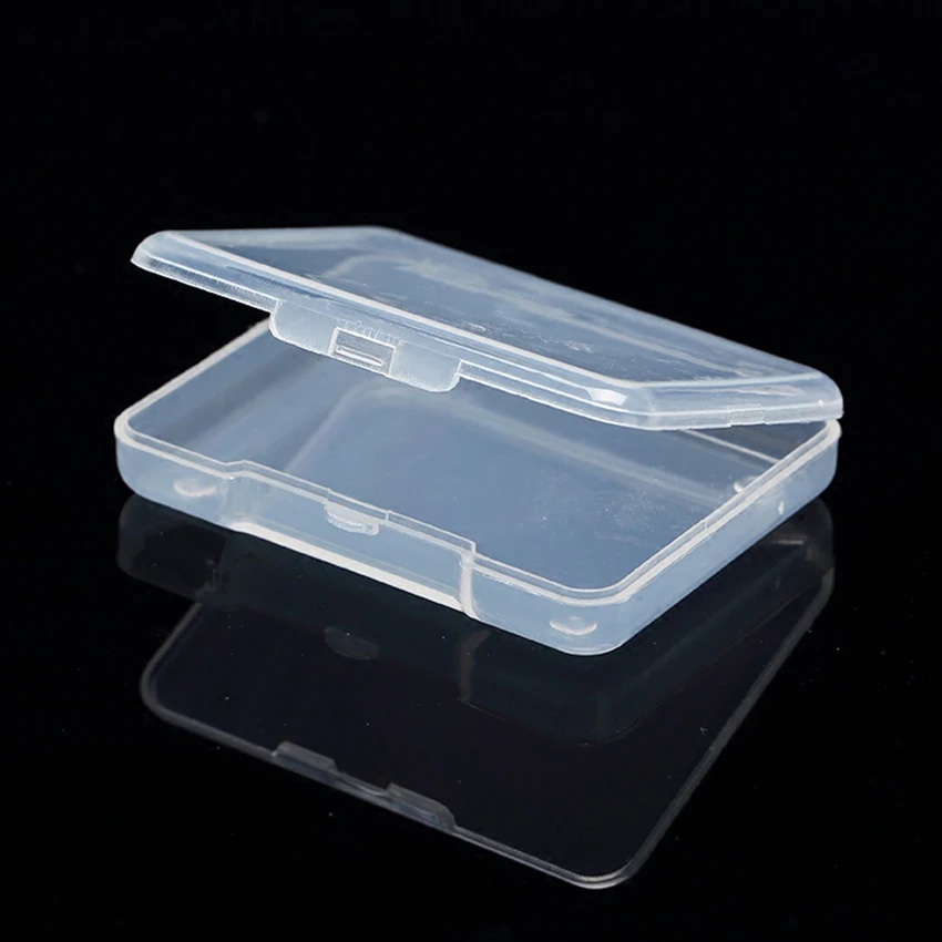 Clear Plastic Beads Storage Containers Box with Hinged Lid for Beads and More, Rectangular Empty Mini Box 6.8x 5.2x 1.1cm