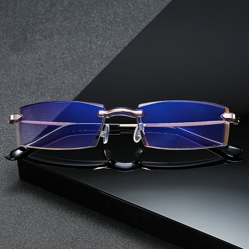 

Rimless Finished Myopia Glasses Ultralight And Comfortable Frame Anti Blue Light Nearsighted Spectacles Diopter -1.0 To -4.0