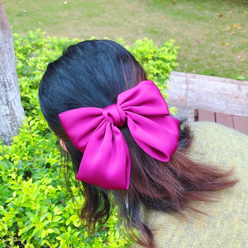 Hohe Qualität Weichen Chiffon Grips Haar Clip Große Barrettes Bogen Für Frau Mädchen Satin Trendy Haarnadel 2020 Neue Haar Zubehör