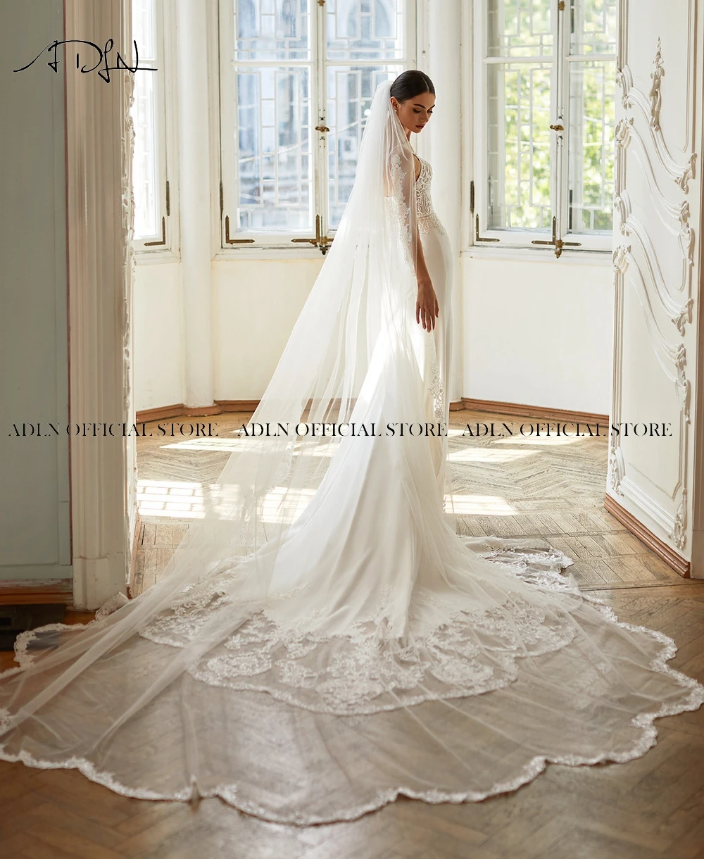 สปาเก็ตตี้เซ็กซี่ชุดเดรสเมอร์เมดที่กำหนดเอง Sweetheart Chapel Train Lace ชุดเจ้าสาว Robe De Mariage