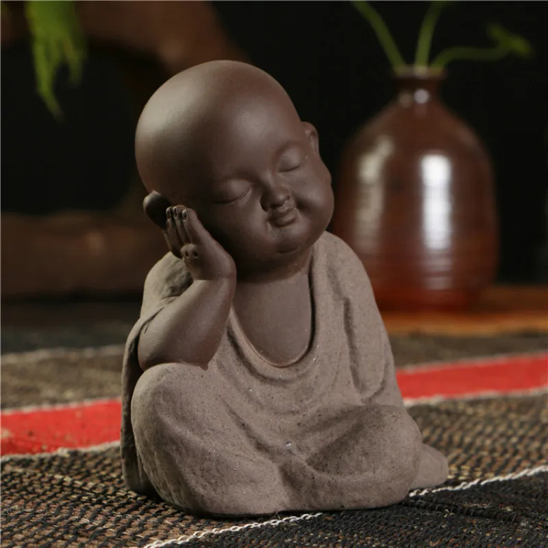 

Buddha Statues small budda monk Craft Figurine Sculpture Fengshui Sandstone Home Office Decoration