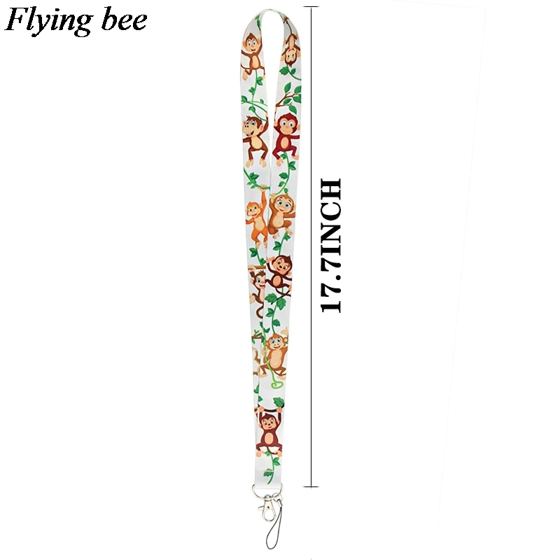 Flyingbee Animal mono cordón teléfono llaveros con cuerda teléfono cordón para llaves Tarjeta de Identificación cordones de dibujos animados para hombres mujeres X0806