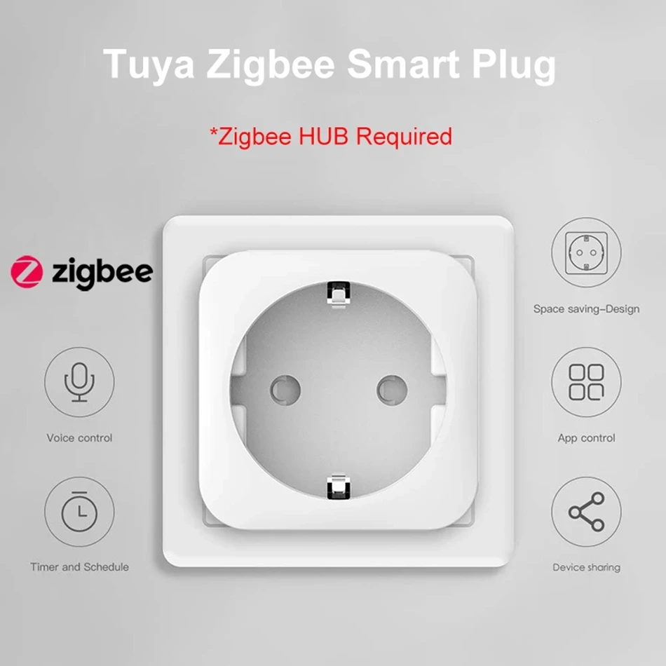 Tuya ZigBee 3.0 Smart Power Plug 16A Wireless App Voice Remote Control Socket Energy Monitor Outlet Works with Alexa Google Home