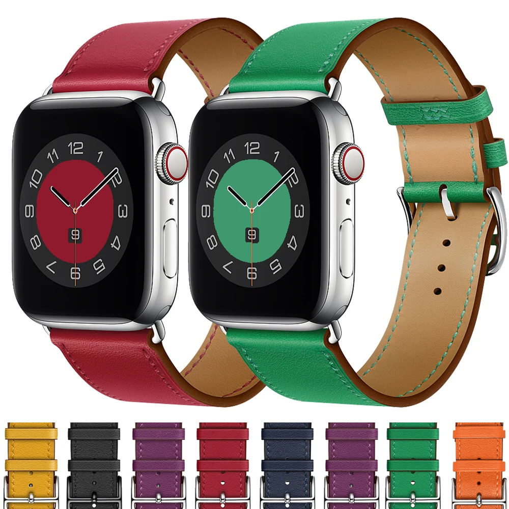 Strap for Apple watch band leather 44mm 40mm 38mm 42 mm iWatch series 6 se 5 4 3 Single tour bracelet Apple watch band 40 44 mm