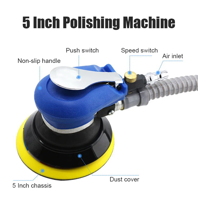 5/6 Inch Non-vacuum Matte Surface Circular Pneumatic Sandpaper Random Orbital Air Sander Polished Grinding Machine Hand Tools