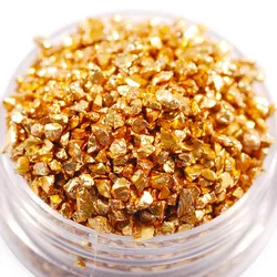 Fake Gold Stone Flakes Metallic Glass Glitter Sprinkles Resin Inclusions Embellishment for Resin Art Jewelry Making Supplies 50g
