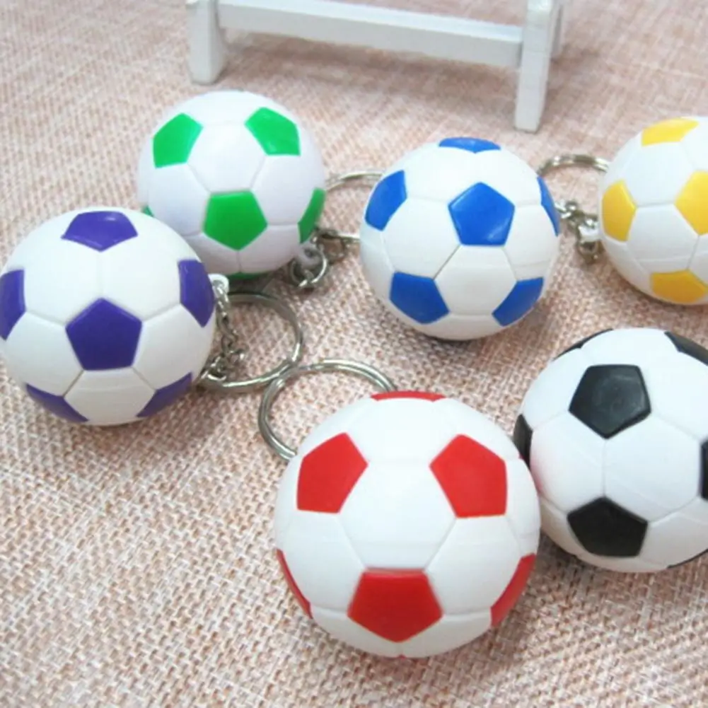 2Pcs Key Chain 6Color New 3D Football Keychain ABS Exquisite Key Ring Sports Memorabilia Small Gift for Children