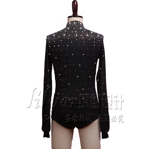 Imagen 2 del producto Nuevo hombre, Top de baile latino, camisas de baile latino, ropa de competición para niños y adultos, ropa de práctica profesional cuadrada de Salsa