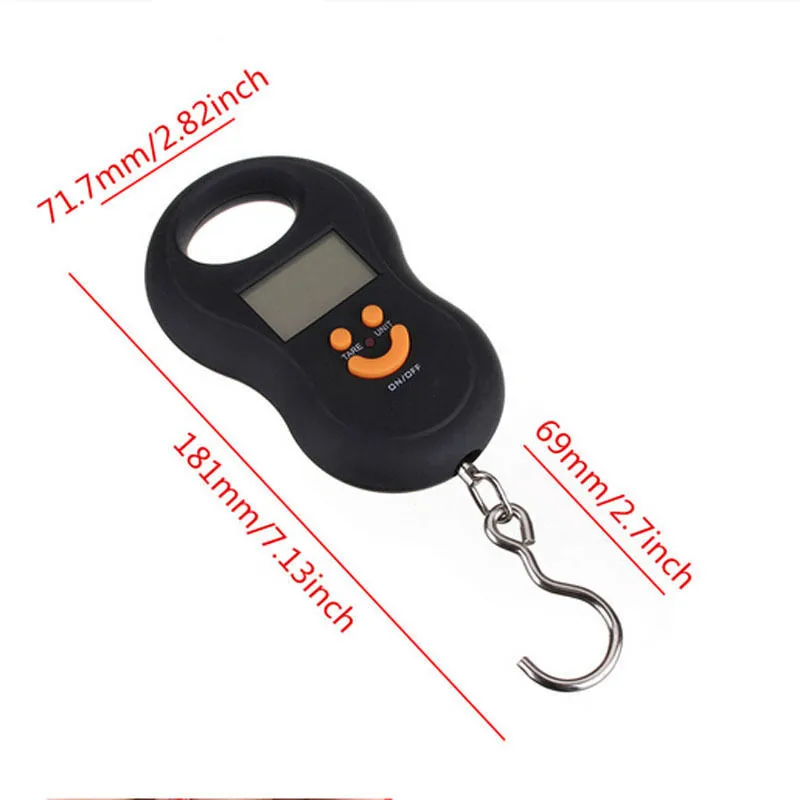 50kg x 10g Mini Digital Scale for Fishing Luggage Travel Weighting Steelyard Hanging Electronic Hook Scale Kitchen Weight Tool