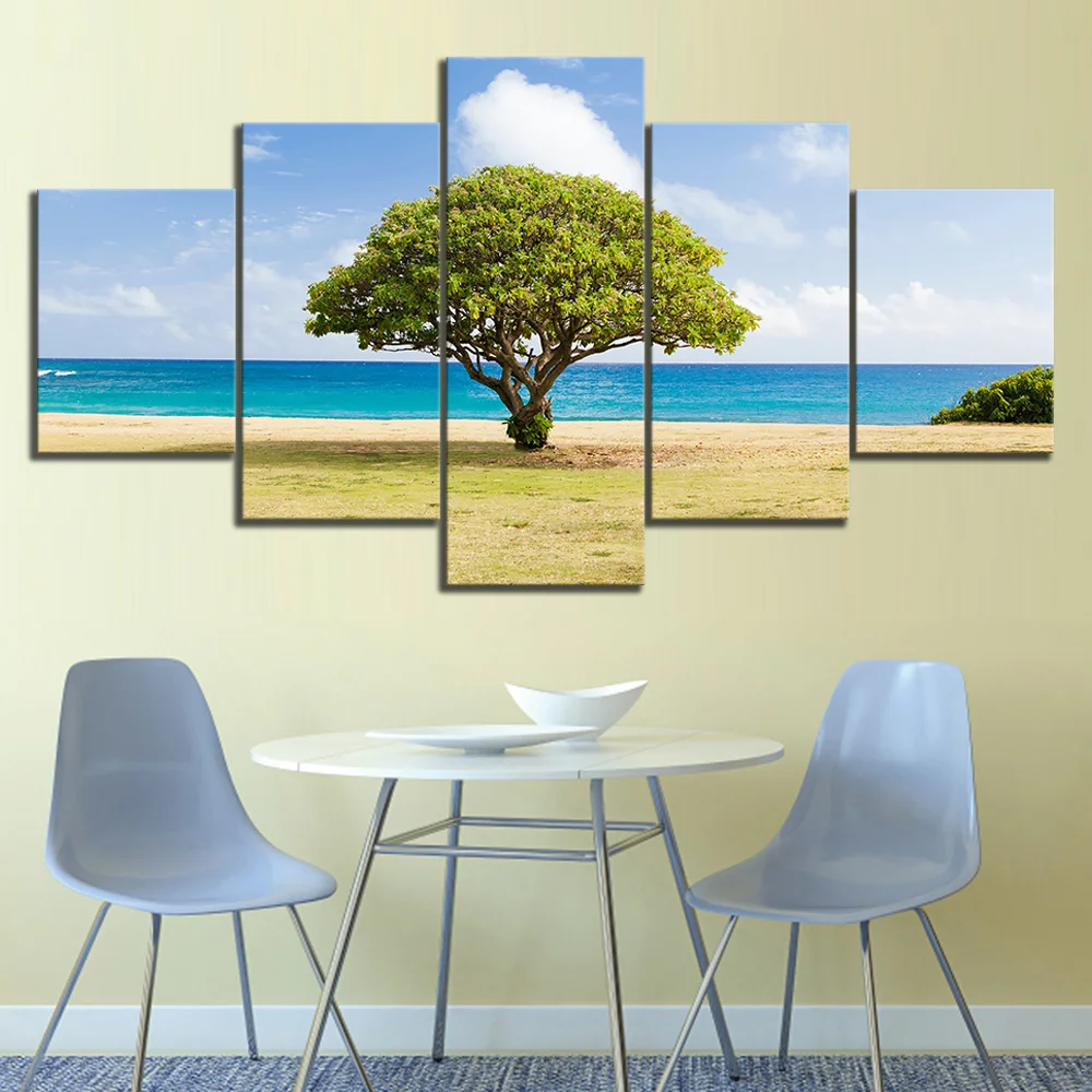 

Wall Art Canvas Painting Canvas 5 Piece Landscape Big Tree HD Print Painting Living Room Painting Modern Decor Picture Poster