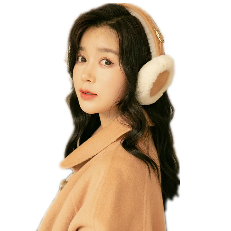 Real Sheep Shearling Fur Earmuff Winter Warm Fashion Ear Warmer Women Soft Ear Muffs