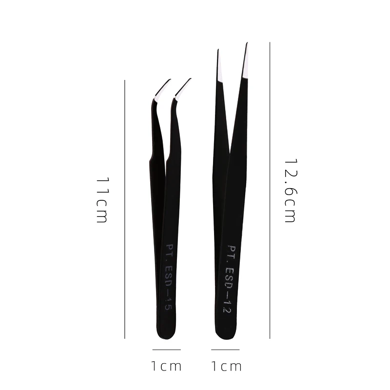 2 개/몫 스테인레스 스틸 족집게 곡선 스트레이트 블랙 니퍼 네일 아트 라인 석 장식 조각 속눈썹 따기 도구