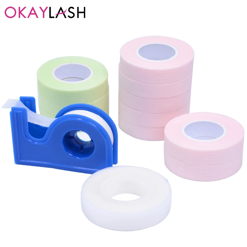 OKAYLASH 4 개/몫 속눈썹 연장 테이프 통기성 의료 부직포 접착 테이프 속눈썹 패치 테이프 커터 절단 도구